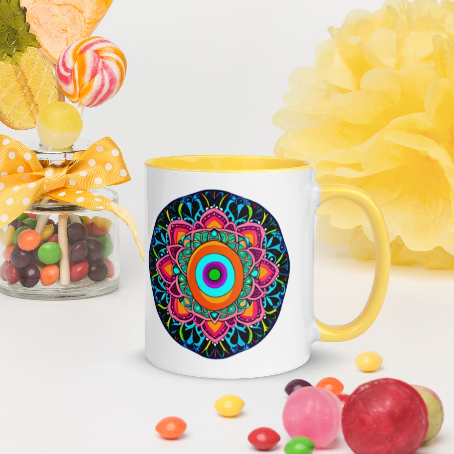 Mandala Mug with Yellow Inside